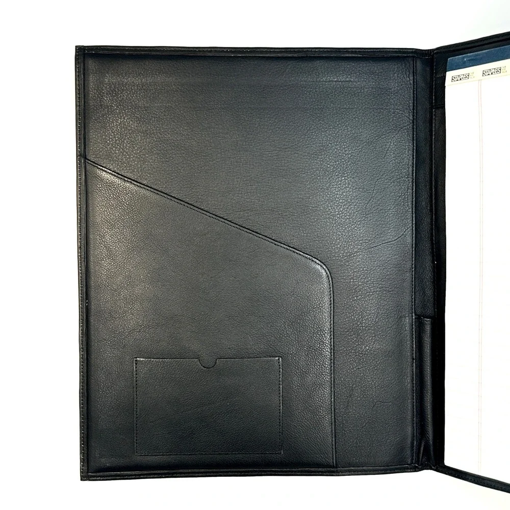 Vintage NYNEX‎ Black Faux Leather Portfolio Padfolio 90s Office Business Meeting